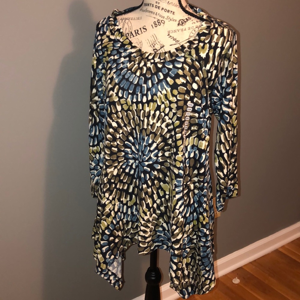 Black, blue, green, & white Premise Tunic Top